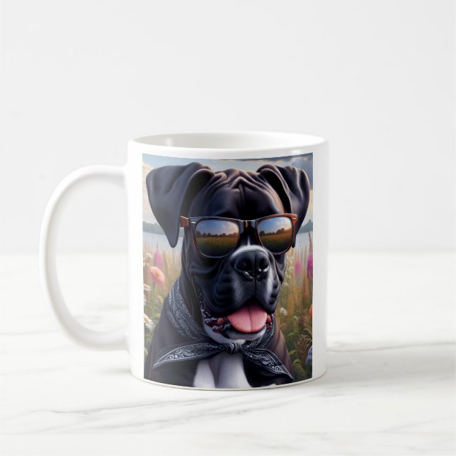 Mug Cute Boxer Dog with Shades (Gauche)