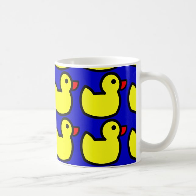 Mug Cute Bright Yellow Rubber Ducky Motif sur Bleu (Droite)