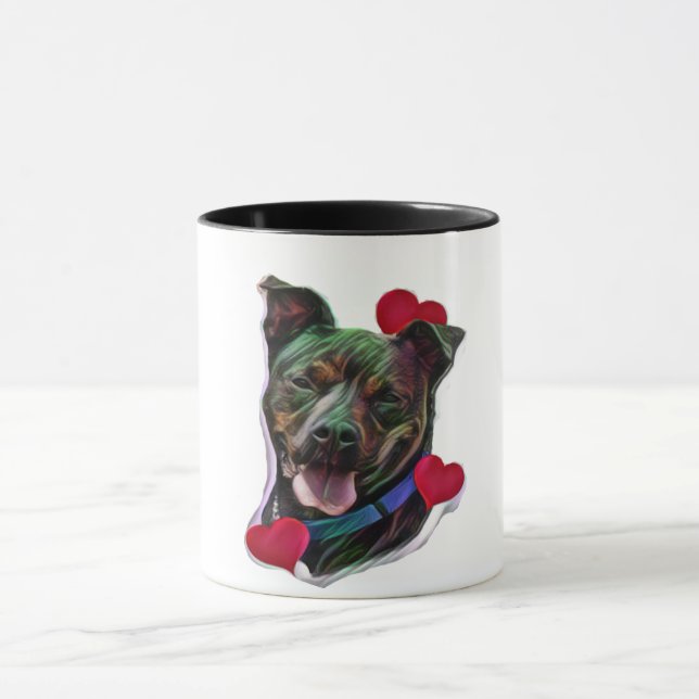 Mug Cute Brindle Pop Art Pit Bull Staffordshire Amour (Centre)