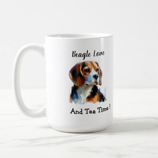 Mug Cute Brown beagle Personalize (Gauche)