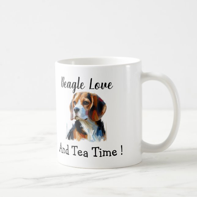 Mug Cute Brown beagle Personalize (Droite)
