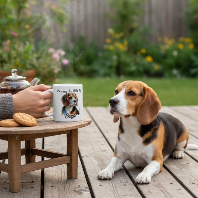 Mug Cute BROWNS/ Blancs Beagle de thé du matin (Créateur téléchargé)