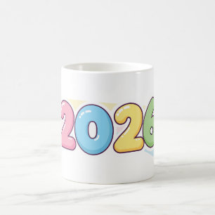 Mug Cute Bubble 2026 Typographie – Pastel Gloss Candy