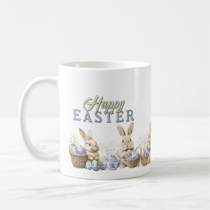 Mug Cute Bunnies & Toile Bleu Oeufs de Pâques