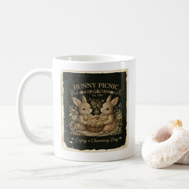 Mug Cute Bunny Picnic Art (Avec donut)