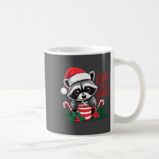 Mug Cute But Feral Raccoon With Santa Hat Xmas Cute Ch (Droite)