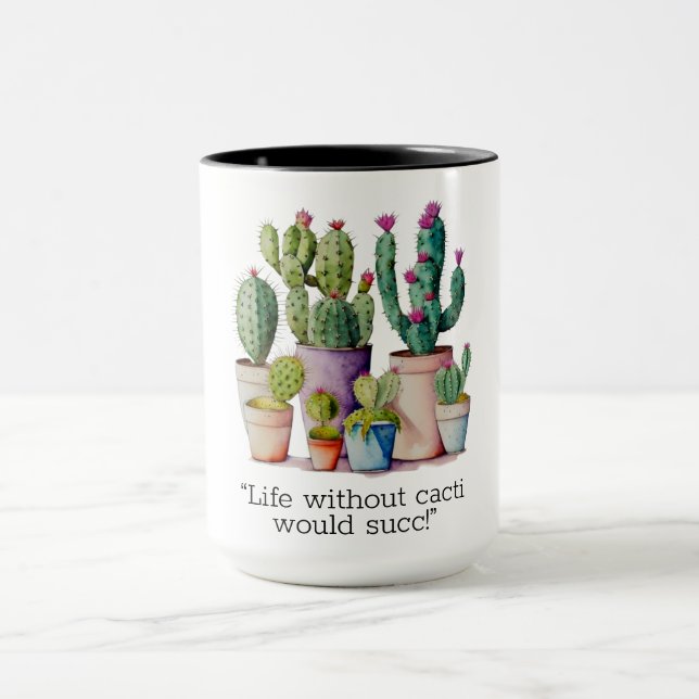 Mug Cute cactus en pot aquarelle (Centre)
