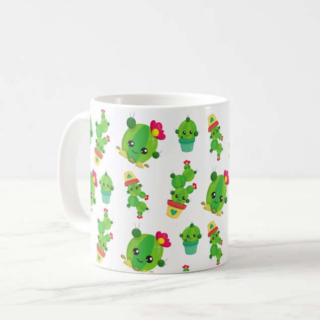 Mug Cute Cactus, Green Cactus, Motif Cactus (Devant gauche)