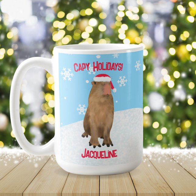 Mug Cute Capybara Capy Vacances Pun Noël (Créateur téléchargé)