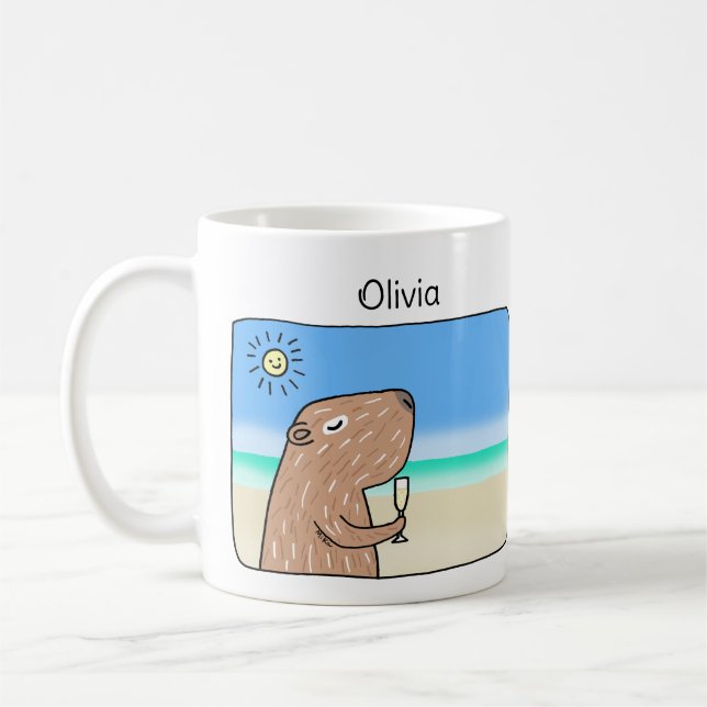 Mug Cute Capybara chilling dehors sur la plage nom per (Gauche)