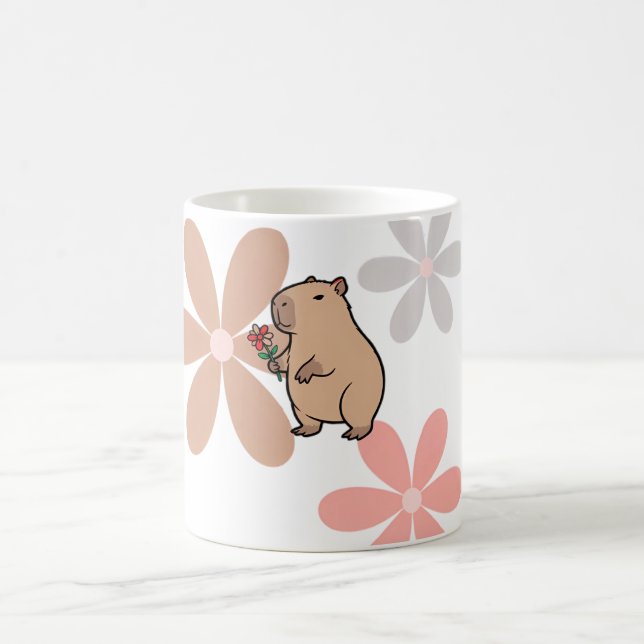 Mug  Cute Capybara With Flower  (Centre)