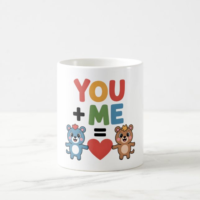Mug Cute Cartoon Bears Love Formula: "You + Me = Heart (Centre)