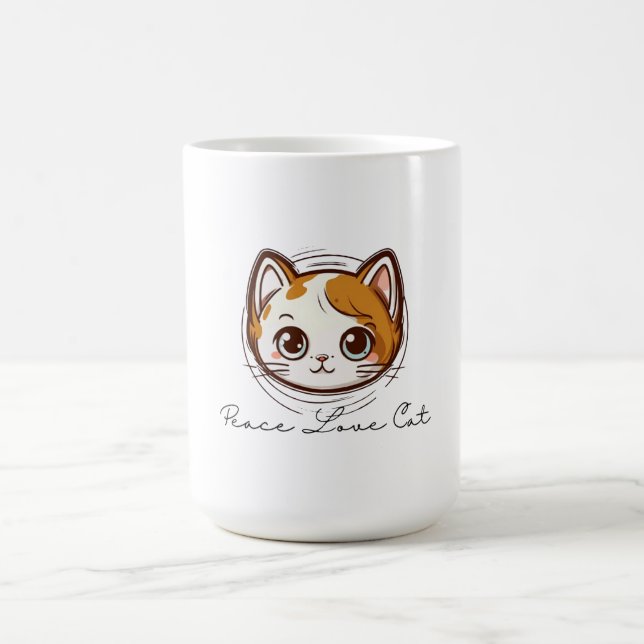 Mug Cute Cartoon Cat Face Illustration (Centre)