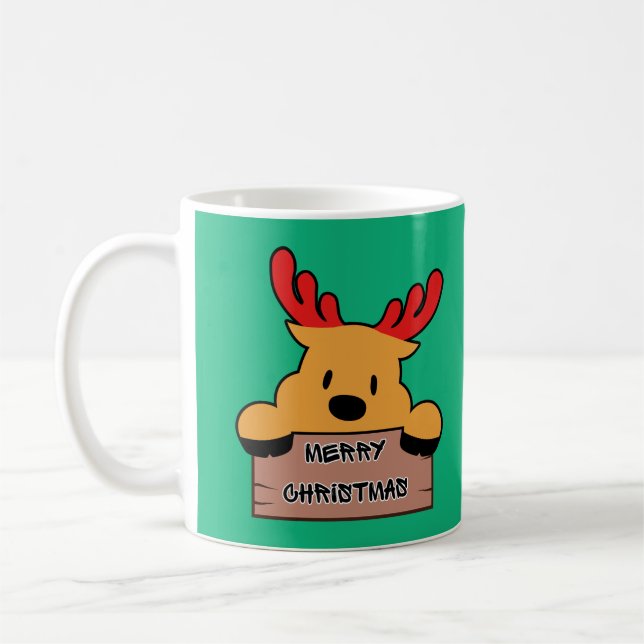 Mug Cute Cartoon Christmas Reindeer  (Gauche)