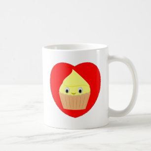 Mug Cute Cartoon Citron Cupcake Dans Le Coeur Rouge