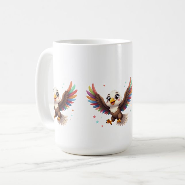 Mug Cute Cartoon Eagle Flying – Friendly Vector Art (Devant gauche)