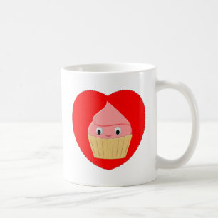 Mug Cute Cartoon Fraise Cupcake Au Coeur Rouge