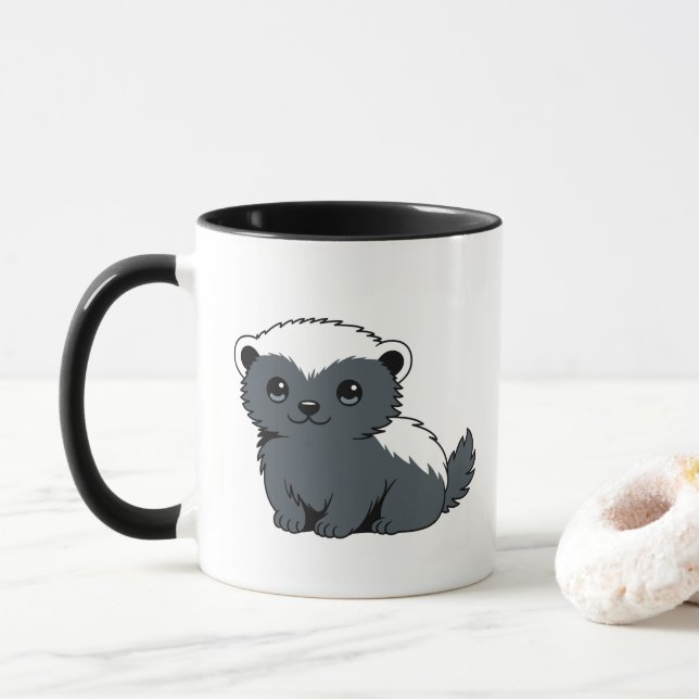 Mug Cute Cartoon Honey Badger (Avec donut)