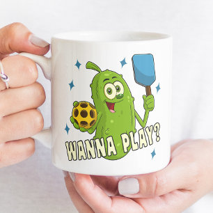 Mug Cute Cartoon Pickle Wanna Play Nom Pickleball