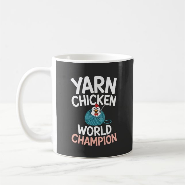 Mug Cute Cartoon Yarn Chicken Champion du Monde  (Gauche)