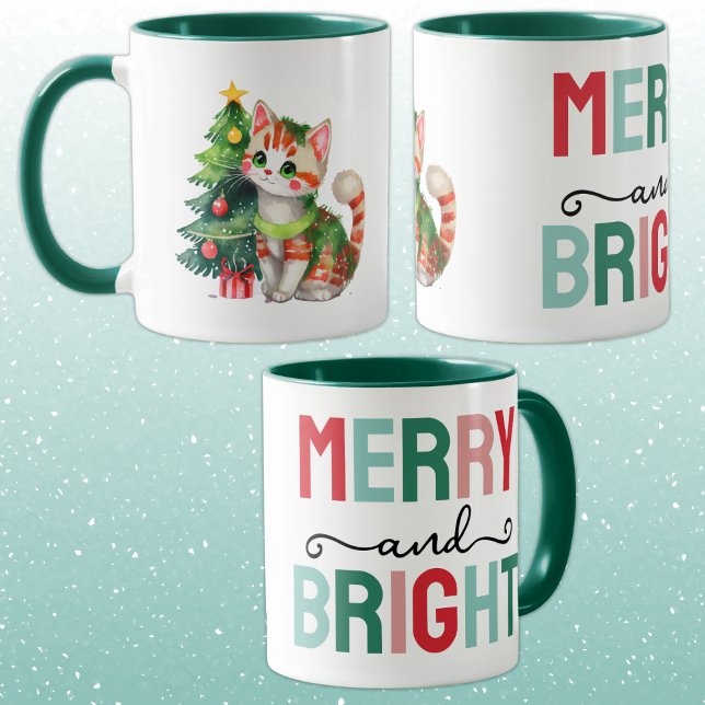 Mug Cute cat christmas merry and bright (Créateur téléchargé)