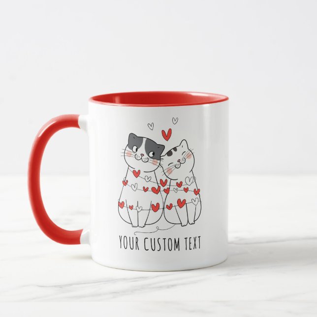 Mug Cute Cat Couple Personnalisé Saint Valentin (Gauche)