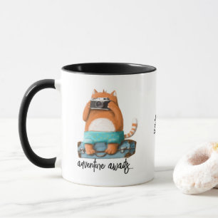 Mug Cute Cat Funny Adventure Travel Nom personnalisé