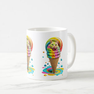 Mug Cute Cat Ice Cream Cone coloré