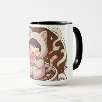 Mug Cute Cat in Coffee Cup - Cozy Adventure art