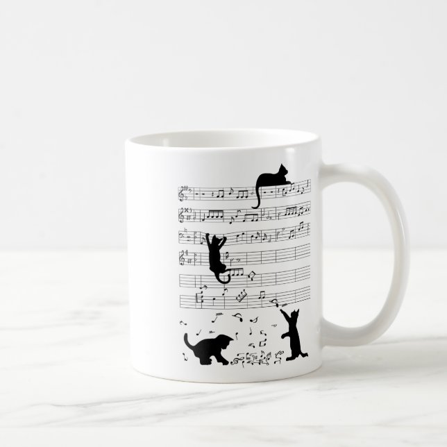 Mug Cute Cat Kitty Playing Music Note Clef (Droite)