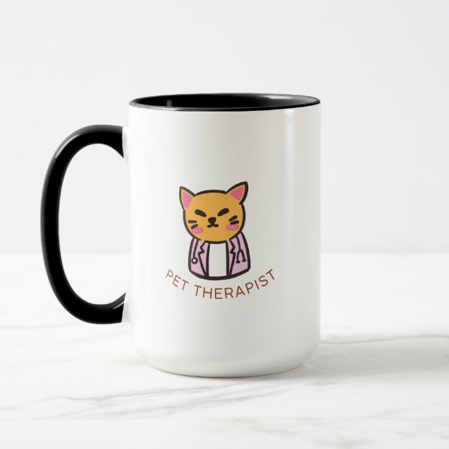 Mug Cute Cat Pet Therapist Cartoon Design (Gauche)
