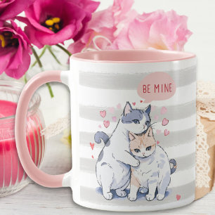 Mug Cute Cat Sweetheart Couple Be Mine Saint Valentin