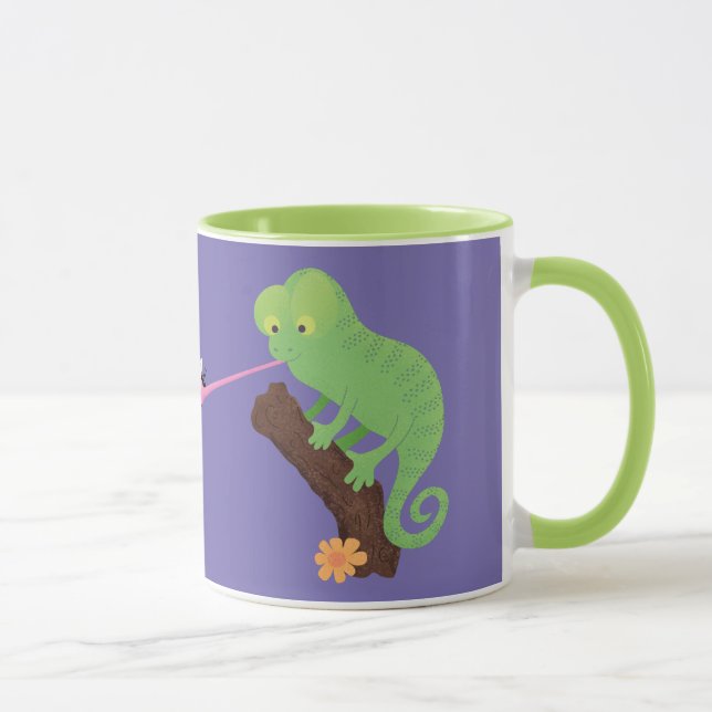 Mug Cute chameleon attraper un dessin animé (Droite)