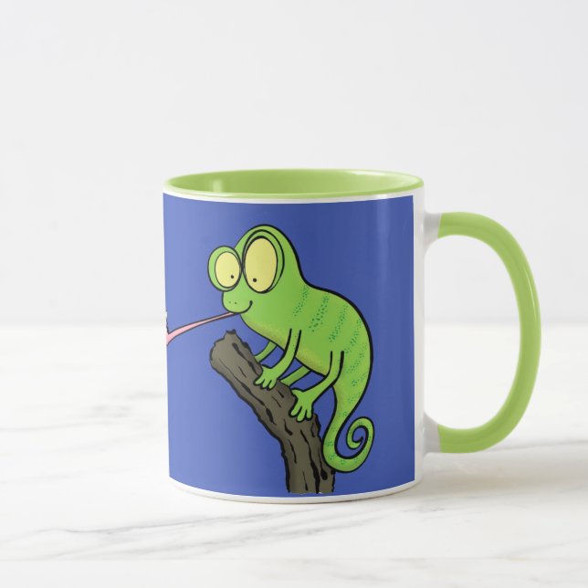 Mug Cute chameleon attraper un dessin animé (Droite)