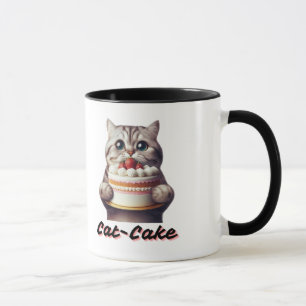 Mug Cute chat avec gâteau - Kawaii Animal Foodie Art