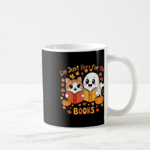 Mug Cute Chat Et Fantôme Lecture Halloween Livres Scèn