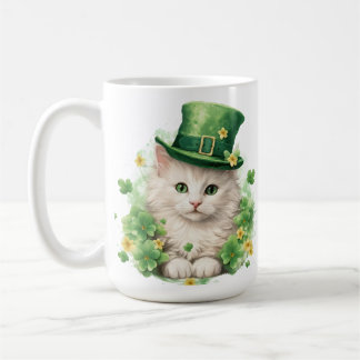 MUG CUTE CHAT FLUFFY HABILLÉ POUR JOUR DE LA SAINT PAT
