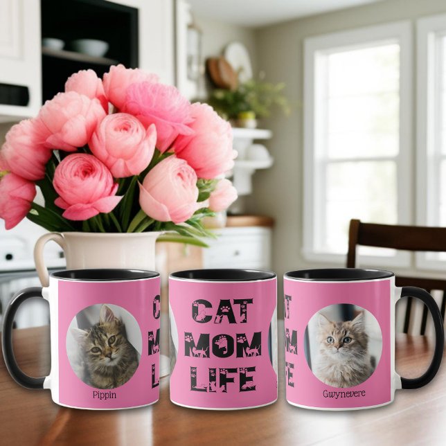 Mug Cute Chat Maman Vie Personnalisée Animal de compag (Créateur téléchargé)