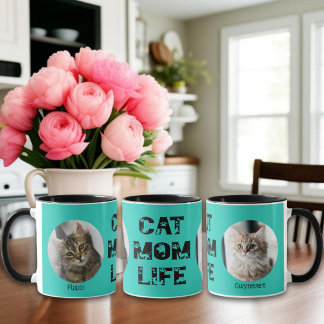 Mug Cute Chat Maman Vie Personnalisée Animal de compag