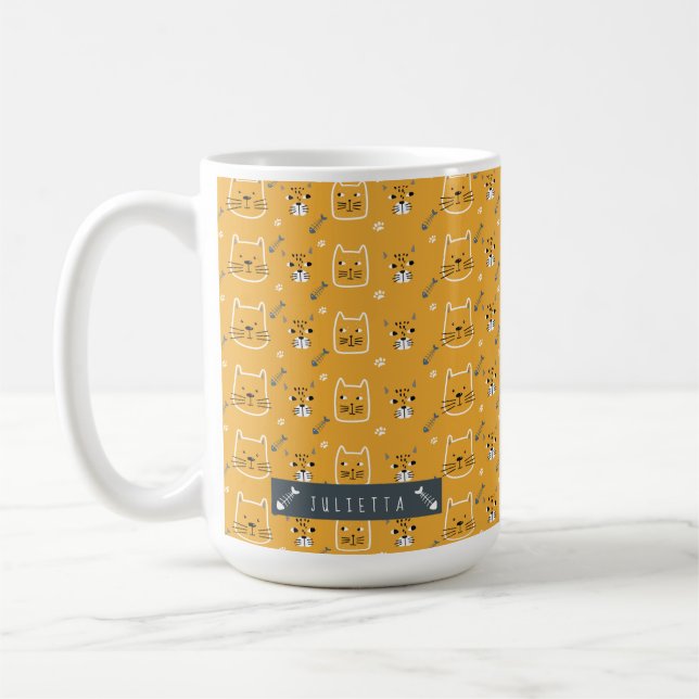 Mug Cute Chat Motif moderne Personnalisé (Gauche)