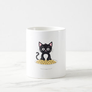 Mug Cute Chat Noir Jouant Avec De La Nourriture
