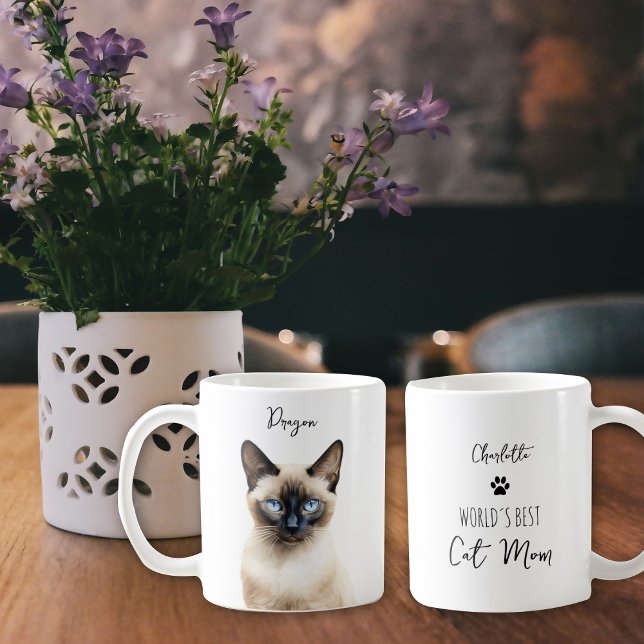 Mug Cute chat siamois personnalisé Meilleur maman / Pa (Créateur téléchargé)