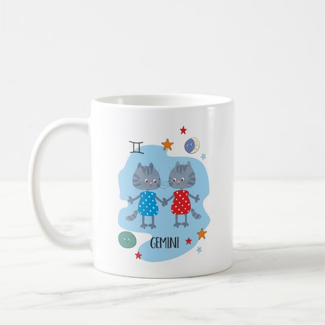 Mug Cute chat Zodiac | Gemini (Gauche)