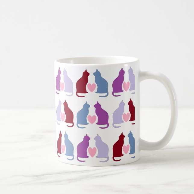 Mug Cute Chats et Coeurs Motif (Droite)