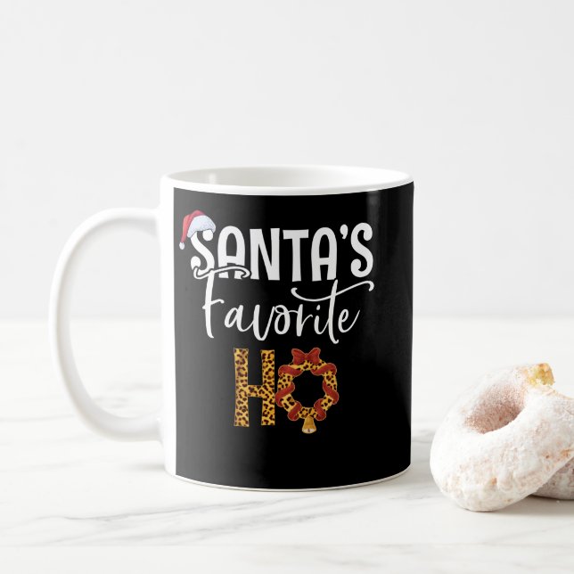 Mug Cute Cheetah Père Noël Favorite Ho Noël (Avec donut)