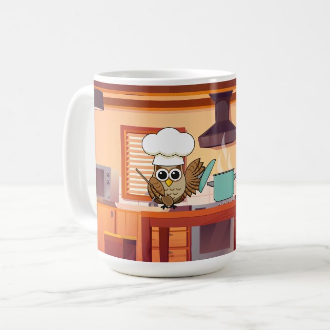 Mug Cute Chef Owl Cuisine en cuisine (Devant gauche)