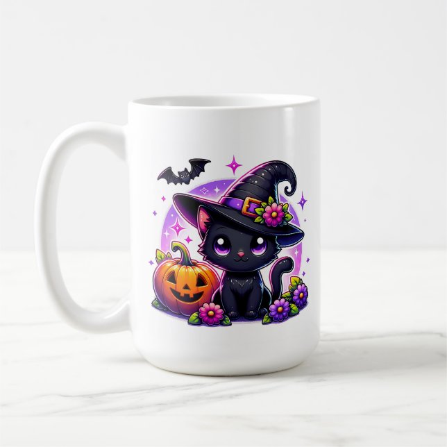 Mug Cute Chibi Happy Halloween Citrouille Personnalisé (Gauche)