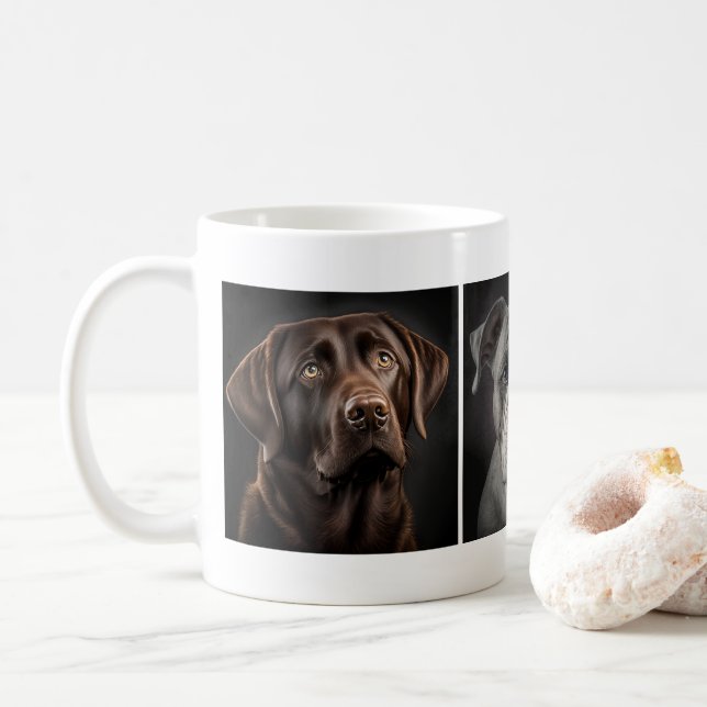 Mug Cute chien animal de compagnie 3 Photo personnalis (Avec donut)