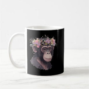 Mug Cute Chimpanzé Chimpanzé Fleur Couronne Floral Moi