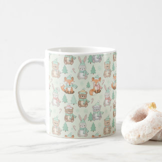 Mug Cute Christmas Animals Seamless Pattern